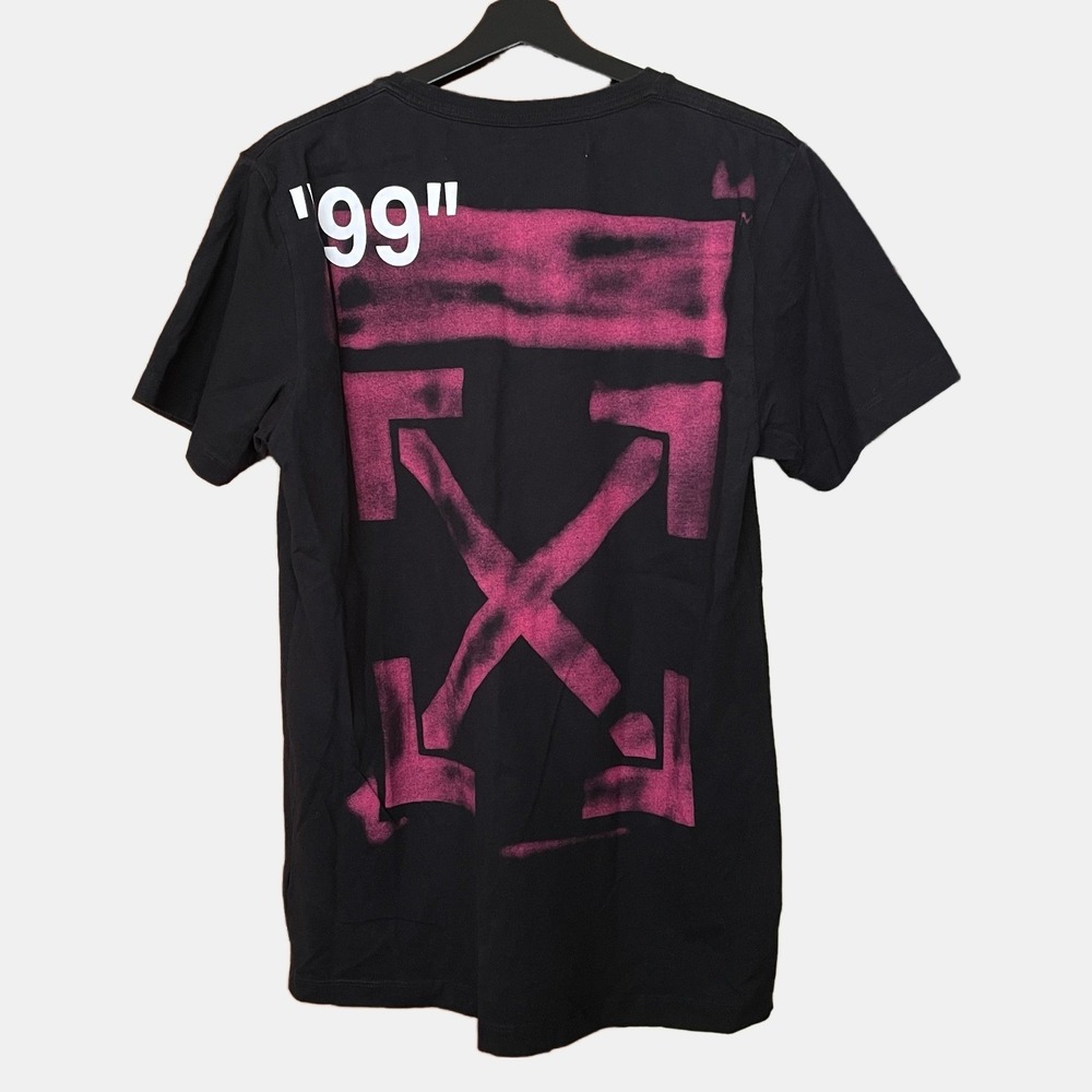 Off-White SS19 Impressionism Pink Stencil Arrows Black Tee Mens Medium T-shirt